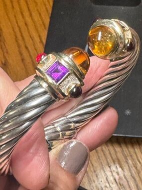 David Yurman 10mm Renaissance Cuff 14k SS Citrine amethyst, tourmaline,